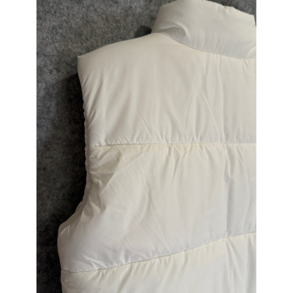 Nike Womens Puffer Vest White Full Zip Quilted Sleeveless Jacket Stand Collar - Picture 8 of 14